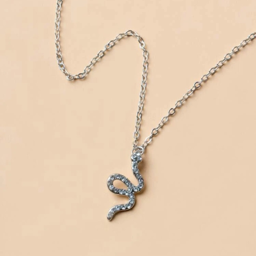 Elegant Silver Snake Pendant Necklace